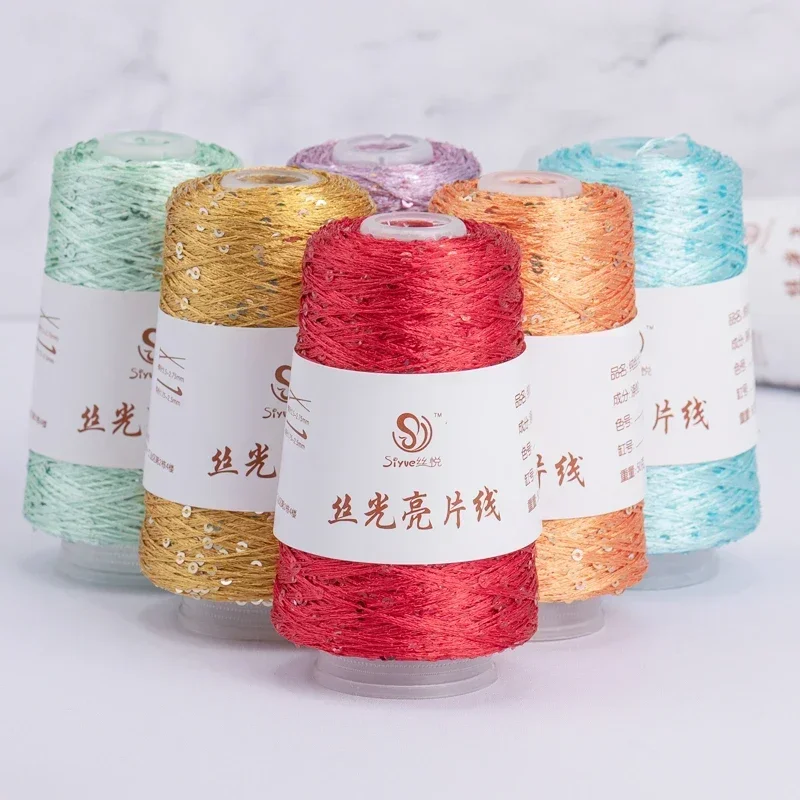 Fils de ligne de point de paillettes pour la couture, fils de crochet à la main, fil de parnter, pull à tricoter, fil de vêtements, 100g