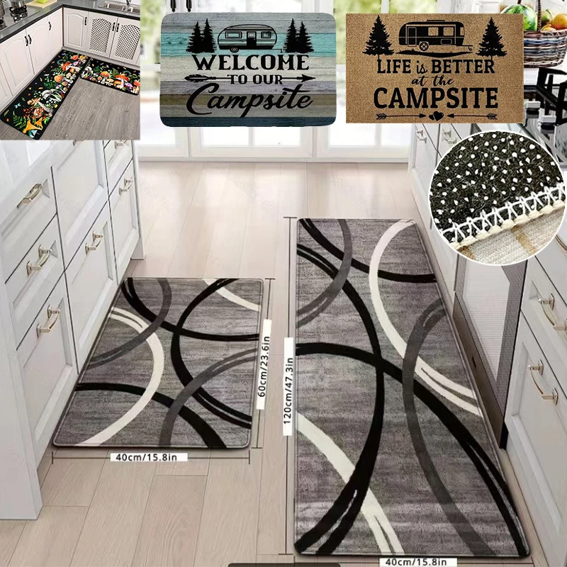 

Crystal Velvet Kitchen Floor Mat Bedroom Living Room Rug Hallway Soft Washable Carpet Anti Slip Bathroom Entrance Doormat