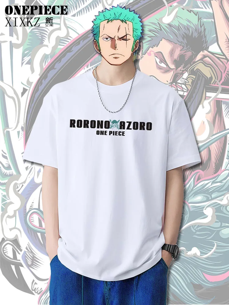 헤비 코튼 원피스 티셔츠 일본 트렌디 브랜드 애니메이션 Ronoya Sauron 패턴 주변기기 루즈 반소매