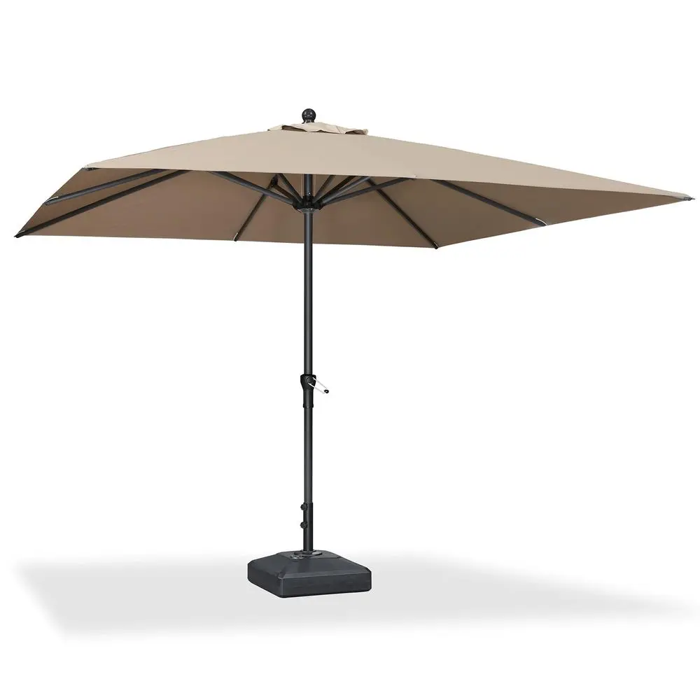 

10 x 10 Square Patio Market Umbrella with Base Outdoor Table Umbrellas Aluminum Frame Sun Shade with 8 Sturdy Ribs for Garden D
