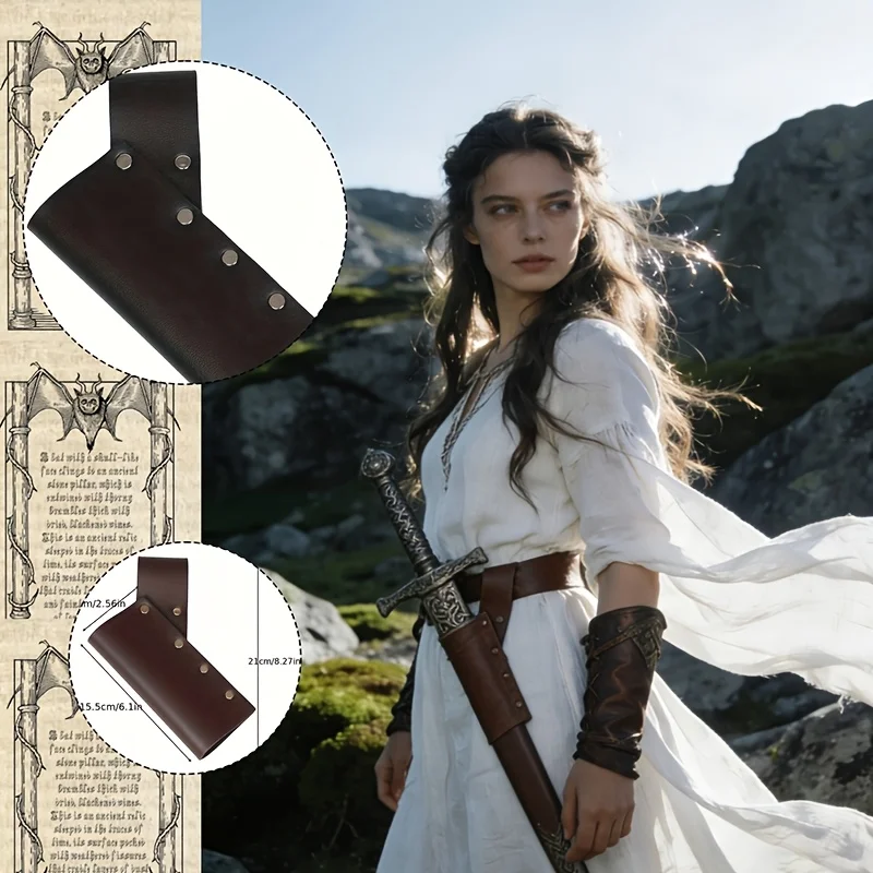 Medieval Viking Knight PU Leather Sword Scabbard Long Sword Holder  for Renaissance Fairs Cosplay Party