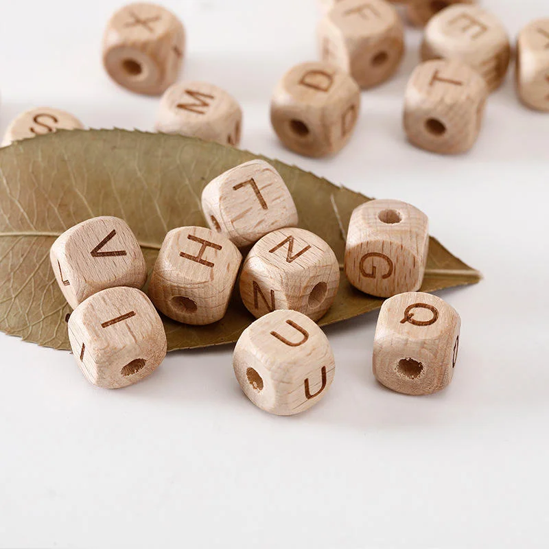 10/20/30/50Pcs Beech Wooden Letter Beads 10mm 12mm  Natural Wood Alphabet Beads For Bracelet Necklace Jewelry Making