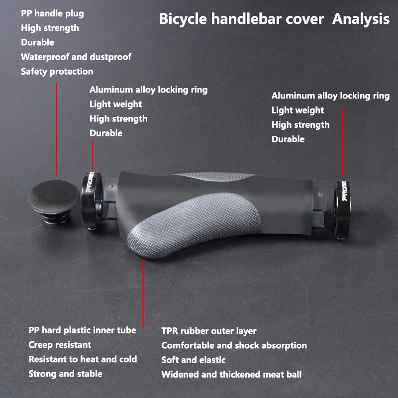 Bicycle Handlebar Grips TPR Rubber Comfy City Mountain Bike Scooter MTB Soft Cycling Handle Bar Cover End Non-slip Aluminum Lock