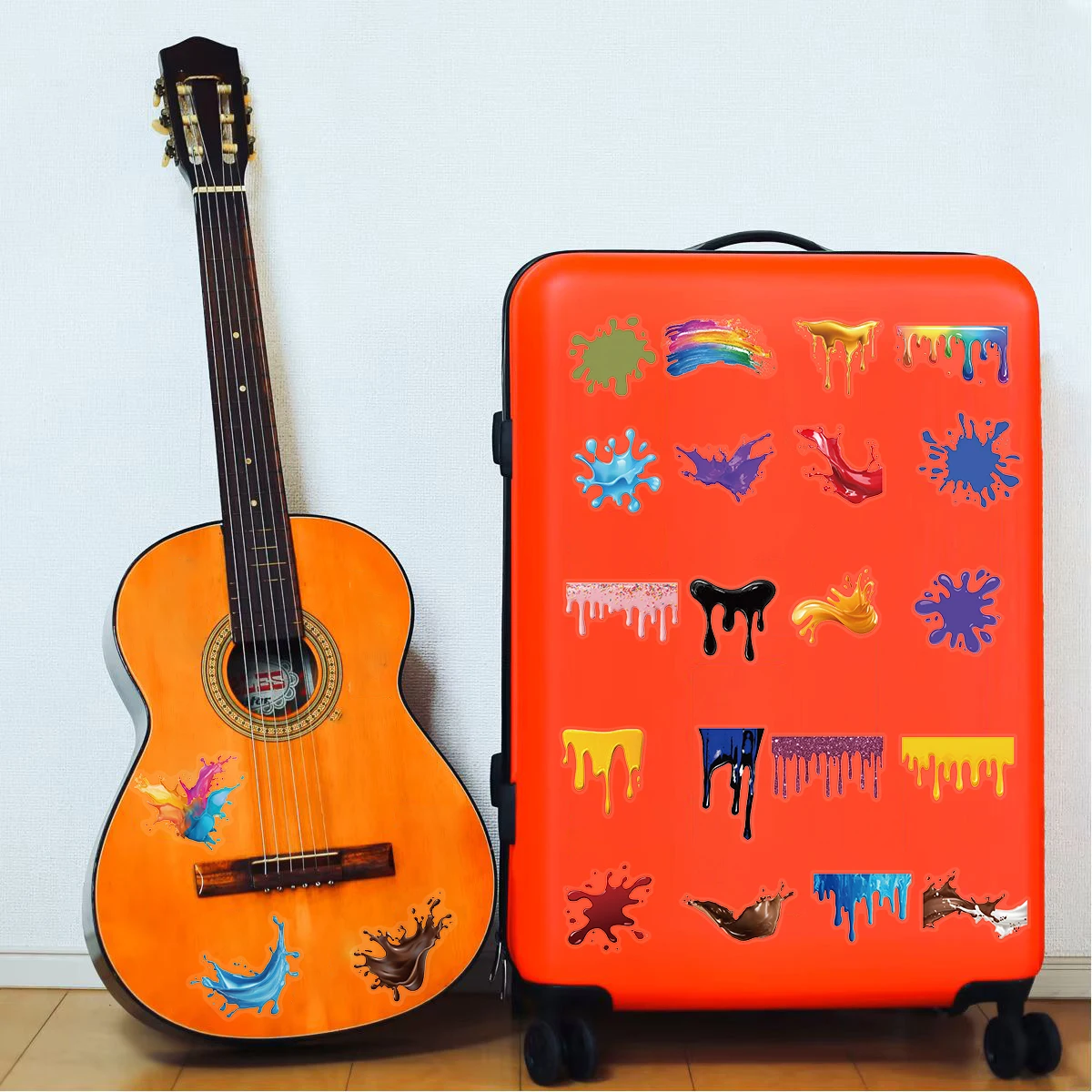 50PCS Dripping Paint Sticker Kawaii Scrapbook Cartoon Stationery Laptop Suitcase Stationery Laptop Luggage Funny Phone Stickers