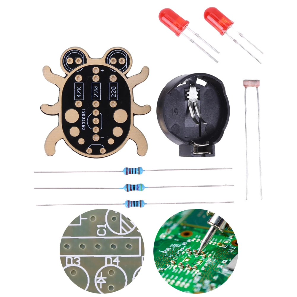 PCB LED Board Beginner تعلم اللحام الممتع Kit الأحمر LED الإلكترونية DIY Kit Beginner Soldering Kit for WeevilEye