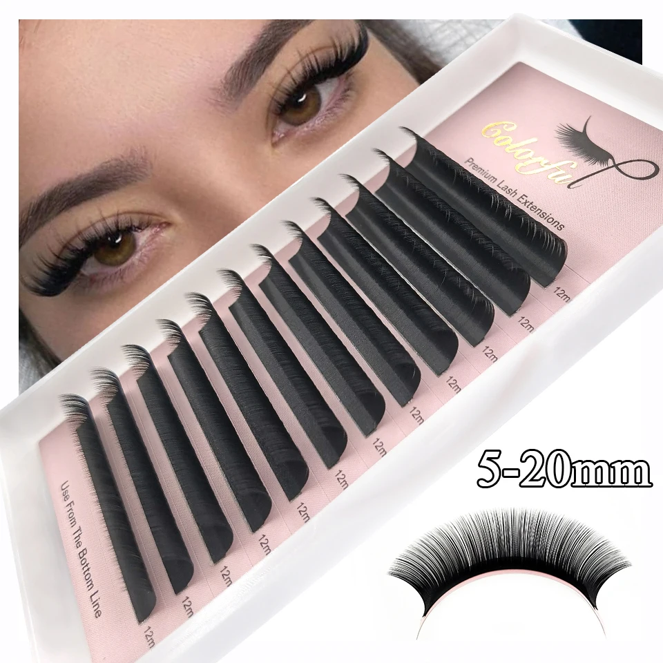 Colorful 5-20mm Faux Mink Individual Lashes Supplies Short/Long Eyelash 5mm Lower Lash Matte Black Soft Volume Eyelash Extension