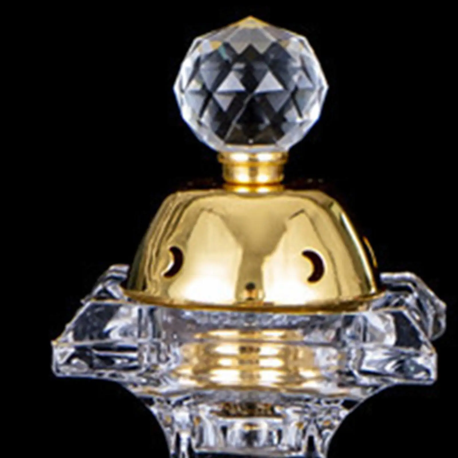 Crystal Glass Mabkhara Craft Incense Burner with Brass Frame for Oud Frankincense Resin Holder
