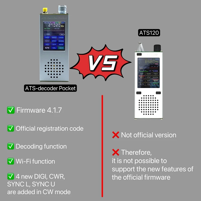 ATS Decoder Pocket Si4732 Full Band Radio Receiver FM RDS AM LW MW SW SSB DSP With 4.17 Official Registered Code Durable