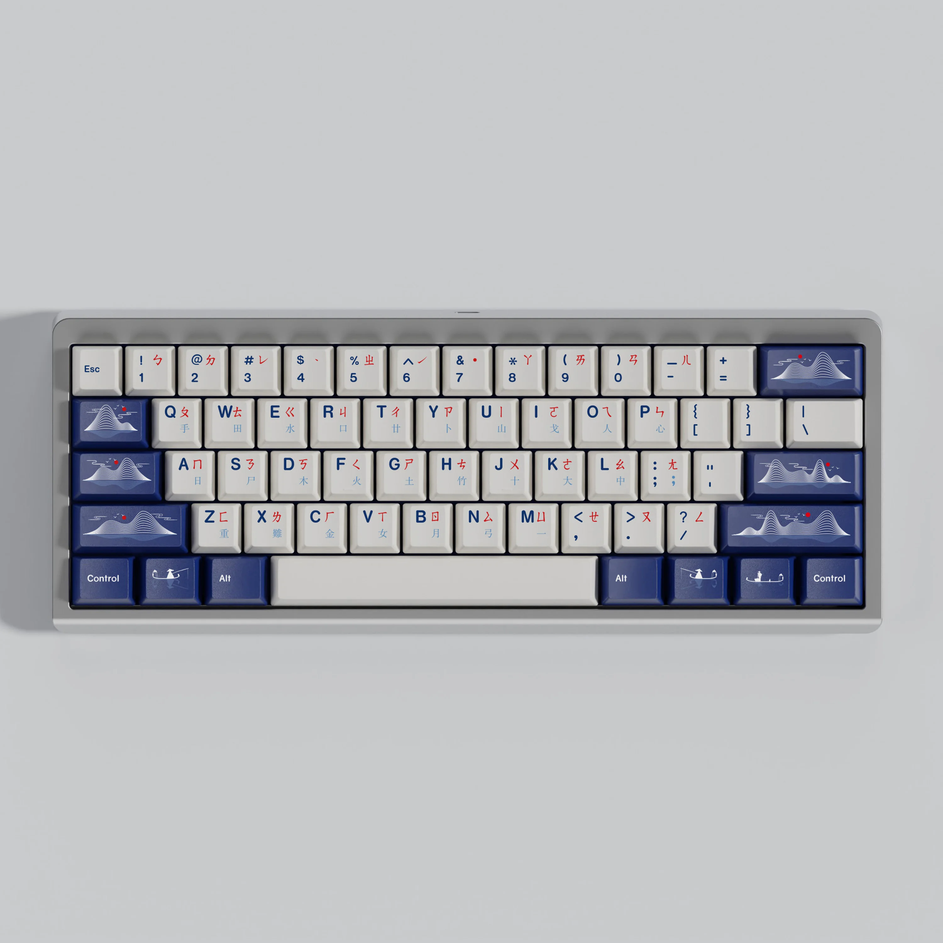 Blue and white - custom original high key cap mechanical keyboard pbt thermal sublimation split space