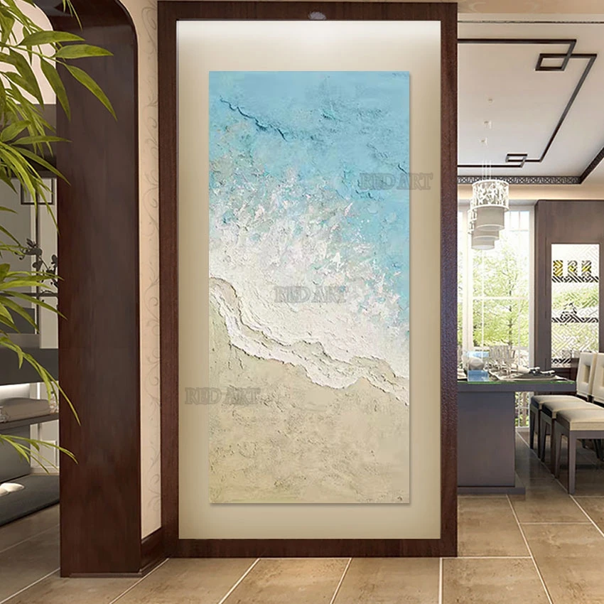 

Large Sea Wave Canvas Art Picture, Hotel Corrior, Decorative Item, Handmade, Abstract Acrylic Painting, Luxury, Modern Murals