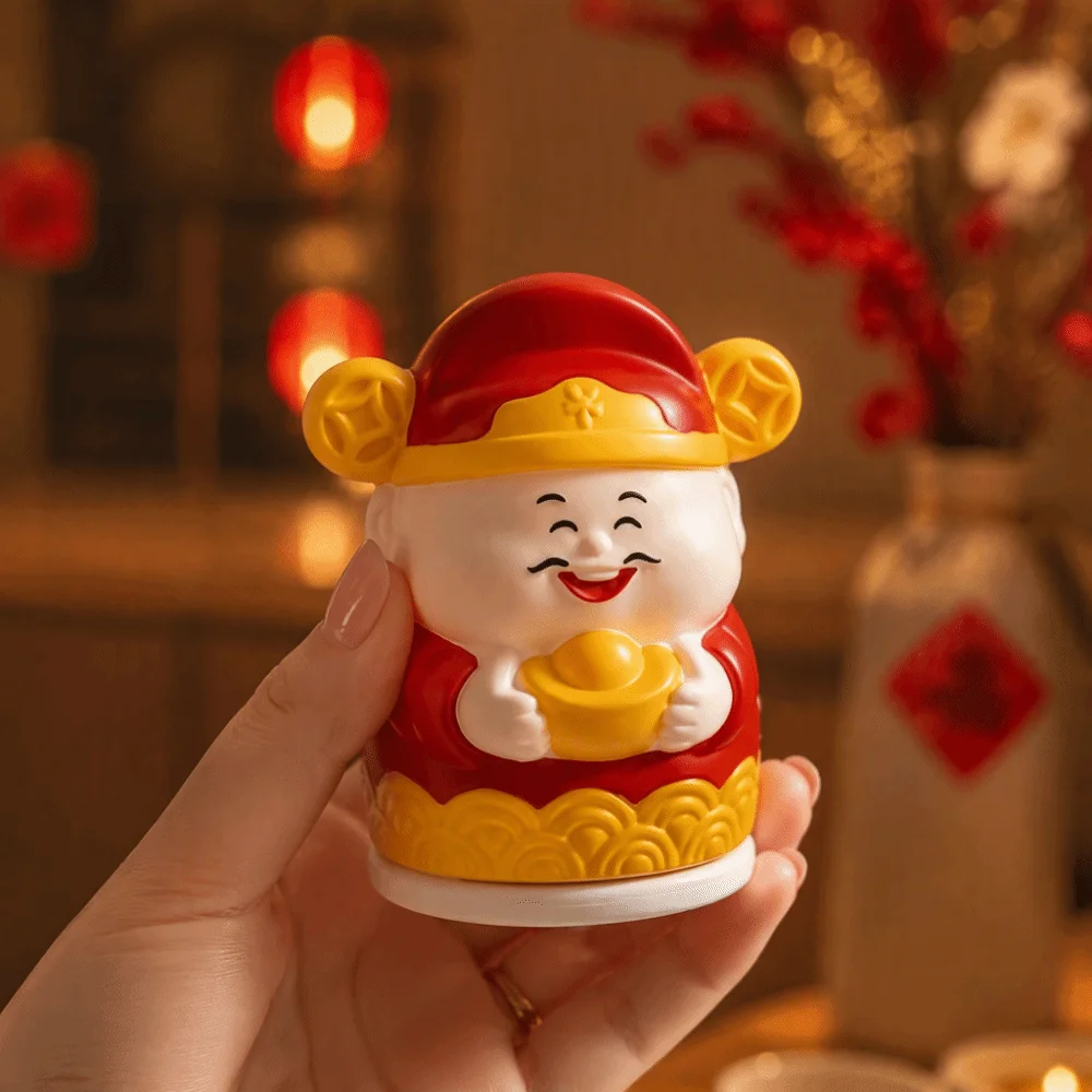 Vinyl God of Wealth Toothpick Box Outlet At Bottom Dust-proof Toothpick Holder Chinese Style Moisture-proof Toothpick Dispenser