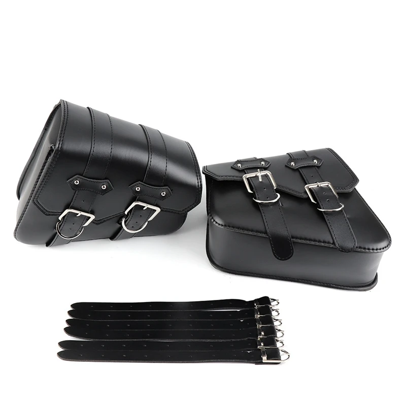 4Pcs Universal Motorcycle Bags PU Leather Saddle Bag For Sportster XL883 XL1200 Cruiser Side Storage Tool Pouche