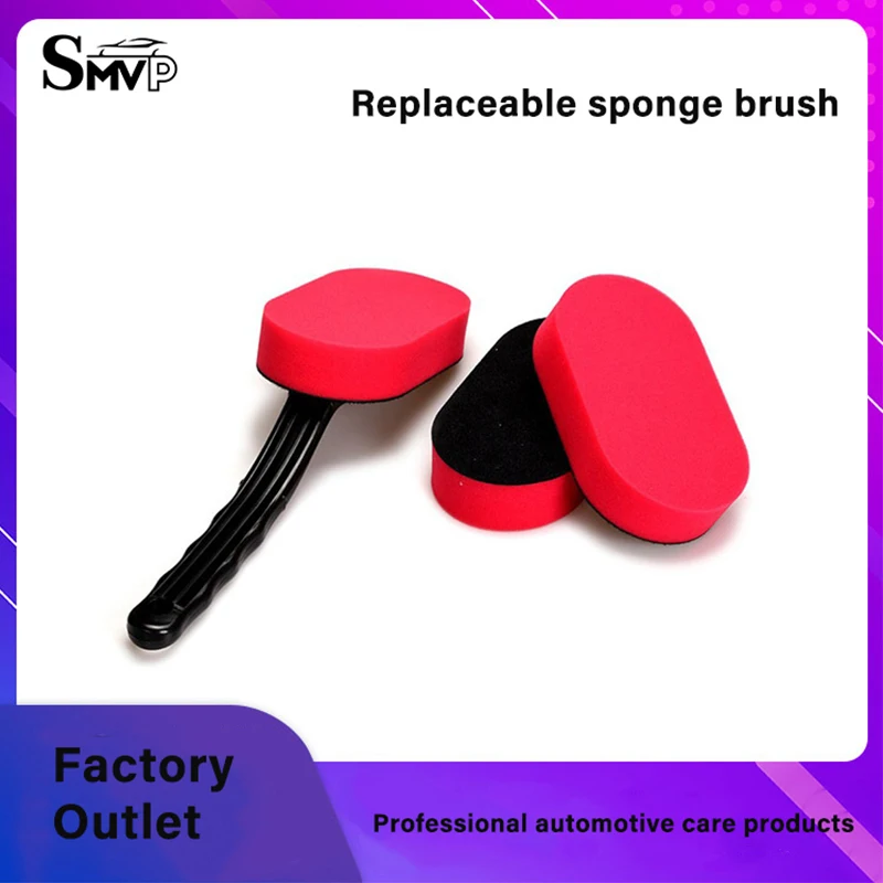 

1PCS Car Wheel Polishing Waxing Sponge Brush With Handle Washing Cleaning Tire Dressing Applicator Pads Detail Accessories