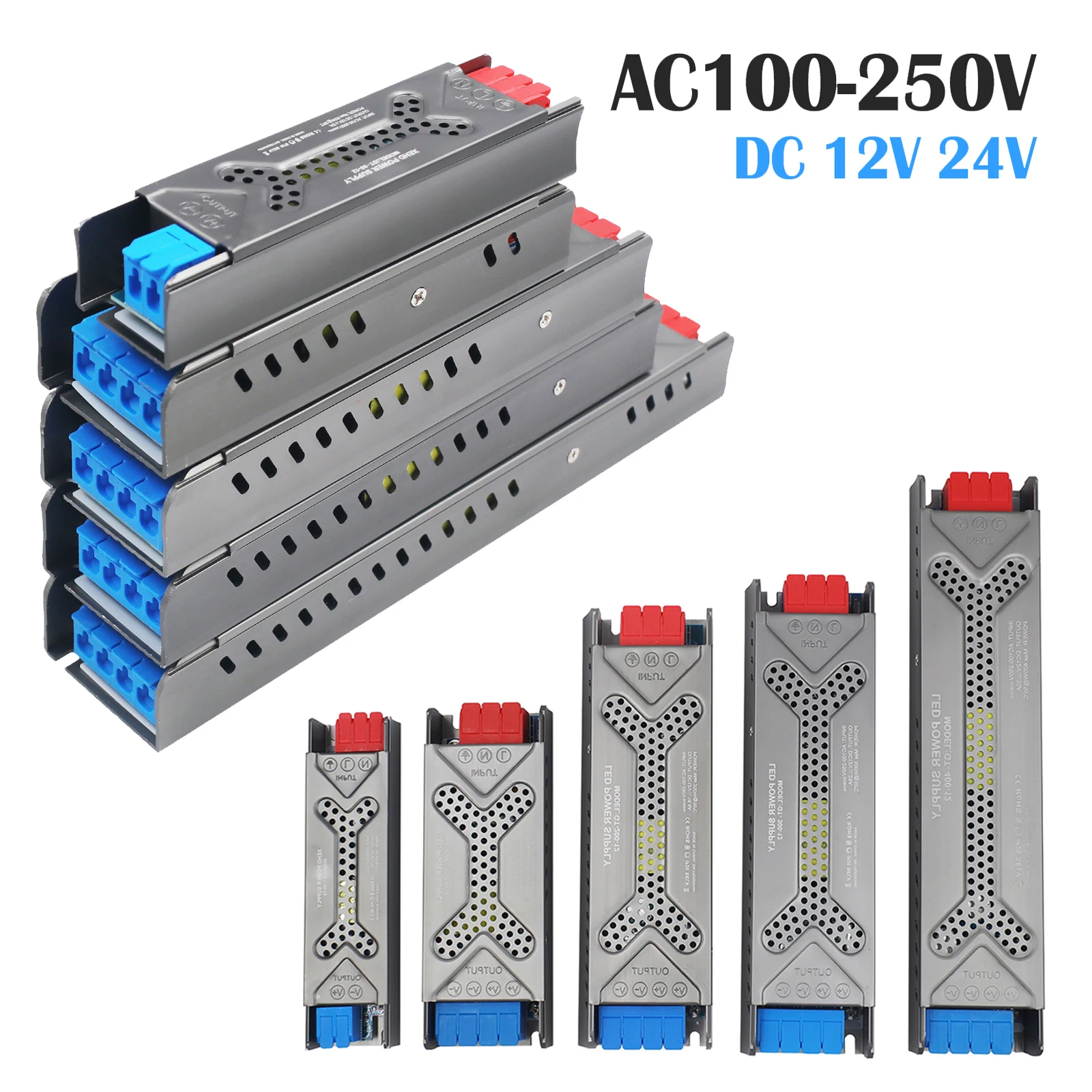 1PC/5PCS DC 12V 24V LED Power Supply 60W 100W 200W 300W 400W AC 100-250V Transformer Driver for LED Strip Lights