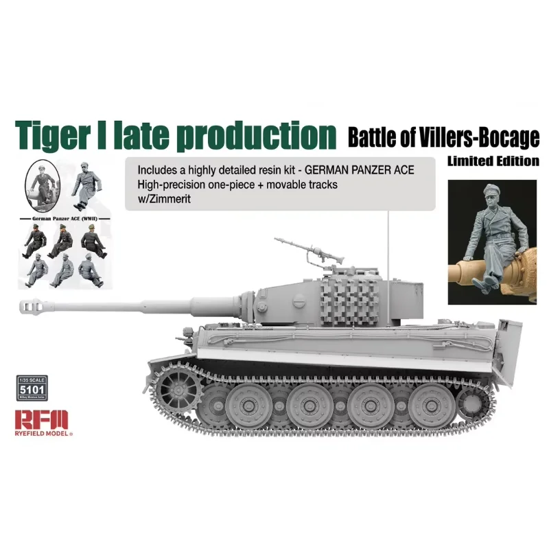 

1/35 Ryefield assembly model 5101 Tiger I Late Production Battle of Villers-Bocage Limited Edition Tank Model Kit