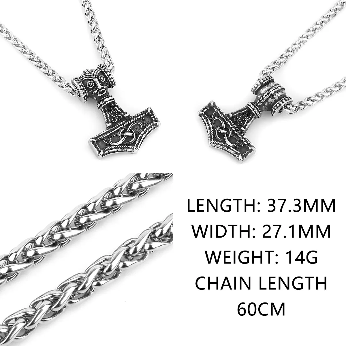 Fashion Viking Anchor Mjolnir Necklace Stainless Steel Men's Celtic Knot Hip Hop Amulet Pendant Vintage Charms Jewelry Wholesale view 6