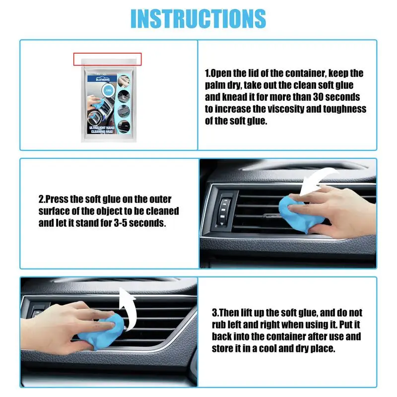 20g Reusable Slime Car Cleaning Mud Multifunction Car Cleaning Gel Air Vent Outlet Cleaning Magic Cleaning Tool for Car Laptops