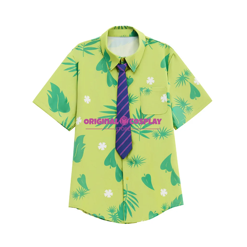 

Nick Wilde Cosplay Costume Anime Movie Zootopia Cosplay Summer Green Shirt Tie Suits Halloween Carnival Party for Adult