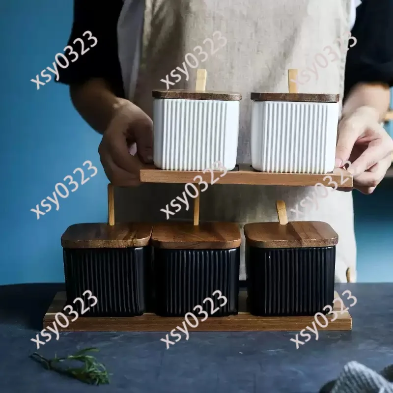 Kitchen Condiment Storage Set Ceramic Jars Oil Dispenser for Home Daily Use