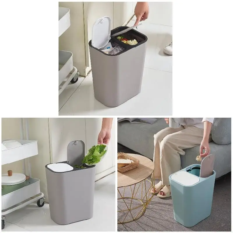 15L Push-Type Household Trash Can Plastic Trash Can Wastebaskets for Dorms Classrooms KTV