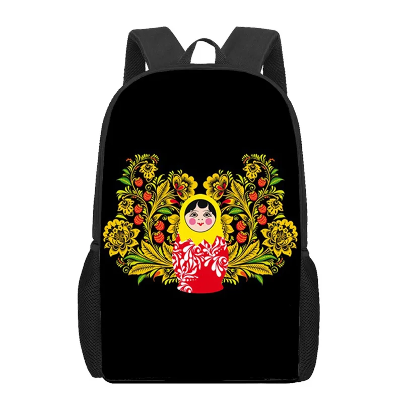 Mochilas rusas con estampado de Matryoshka para niños, mochilas escolares para adolescentes, bolsa de libros para estudiantes divertida, mochila diaria informal