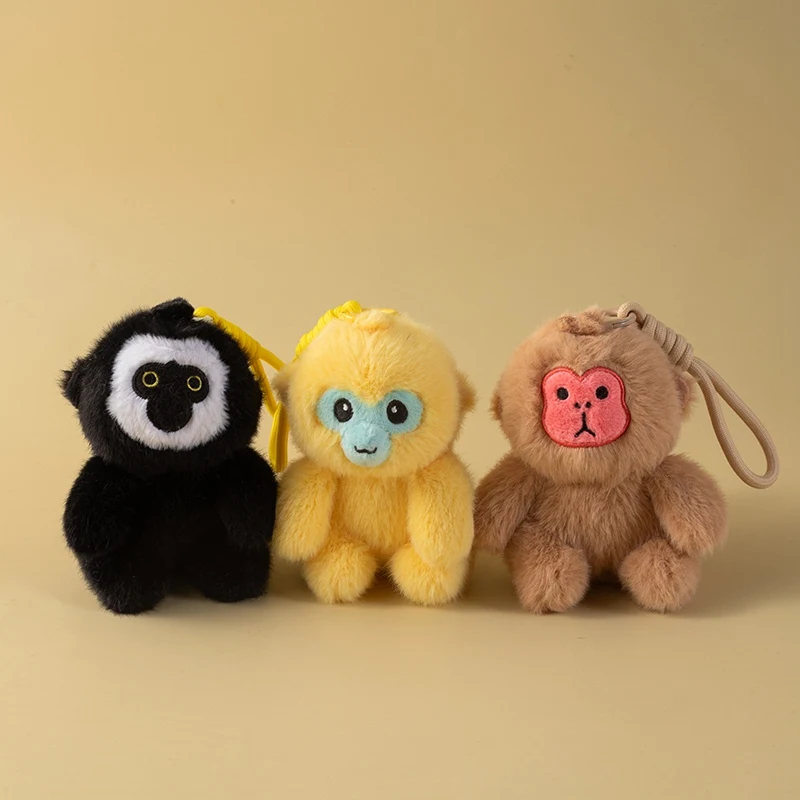 12CM Cute Monkey Plush Pendant Keychian Macaque Golden Monkey White-faced Saki Doll Stuffed Animal Toy Kid Birthday Gift