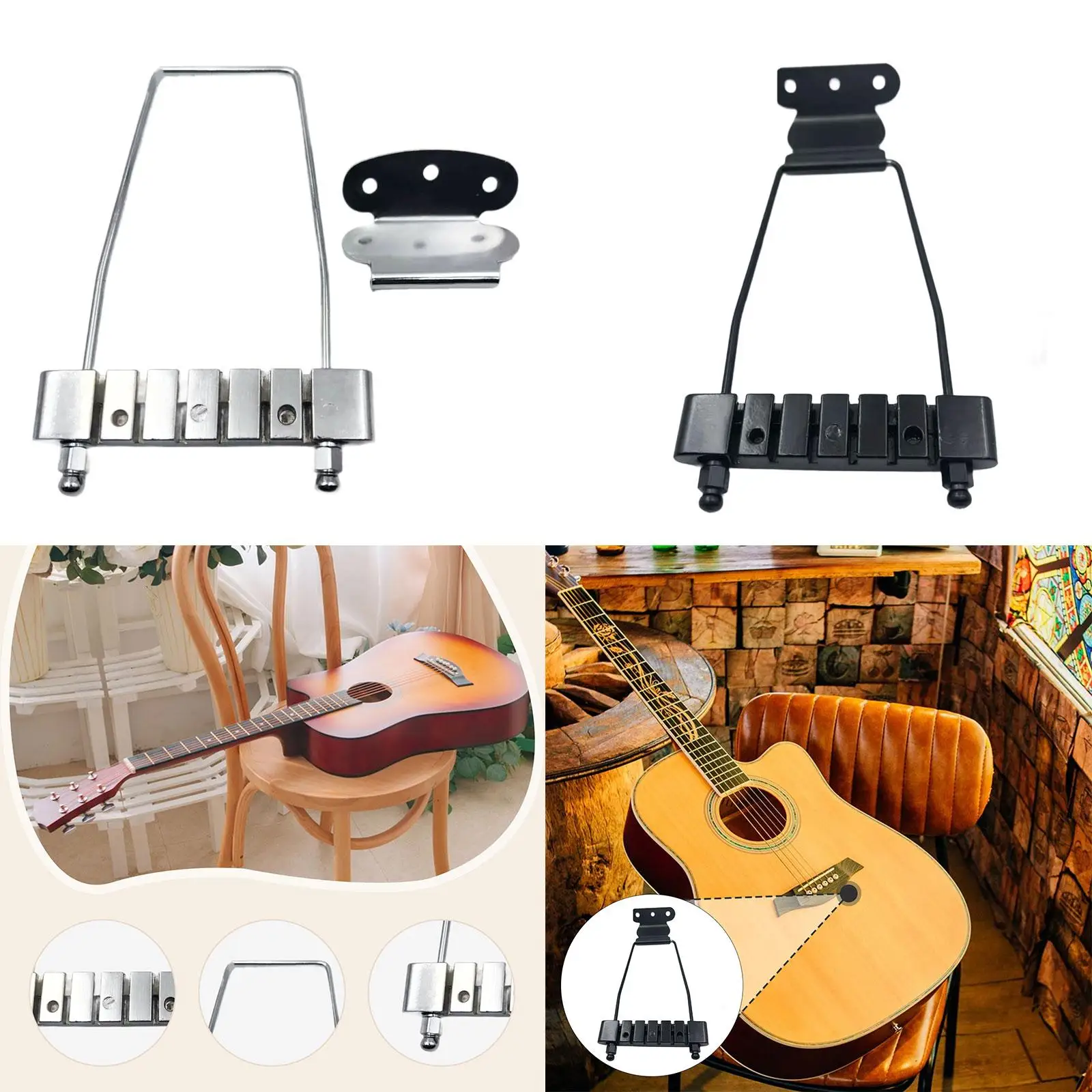 يستبدل جسر الذيل بمسافة 10 مم مع براغي جيتار الجاز 6 أوتار