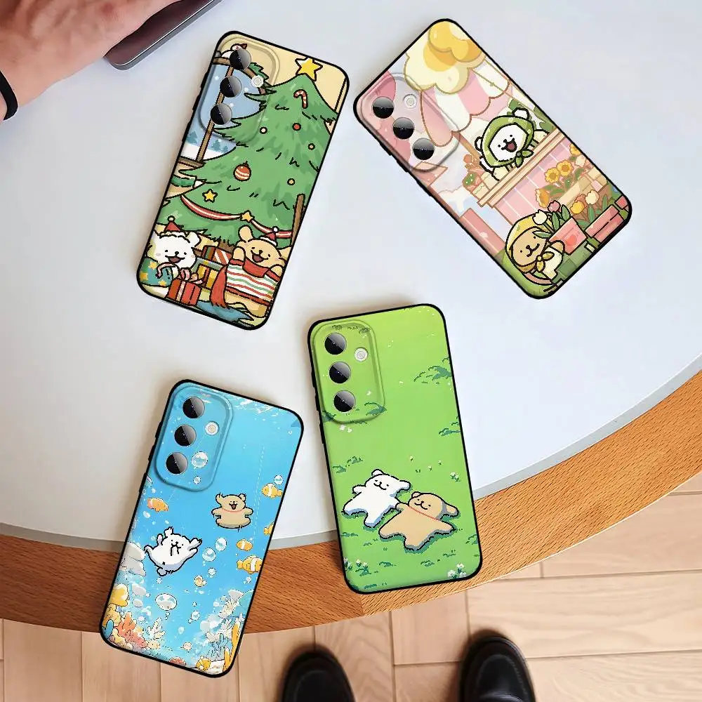 Cute M-Maltese Phone Case For Samsung S24, S25 22,30,Note20,Lite,Ultra,5G,Plus,FE Black Cover