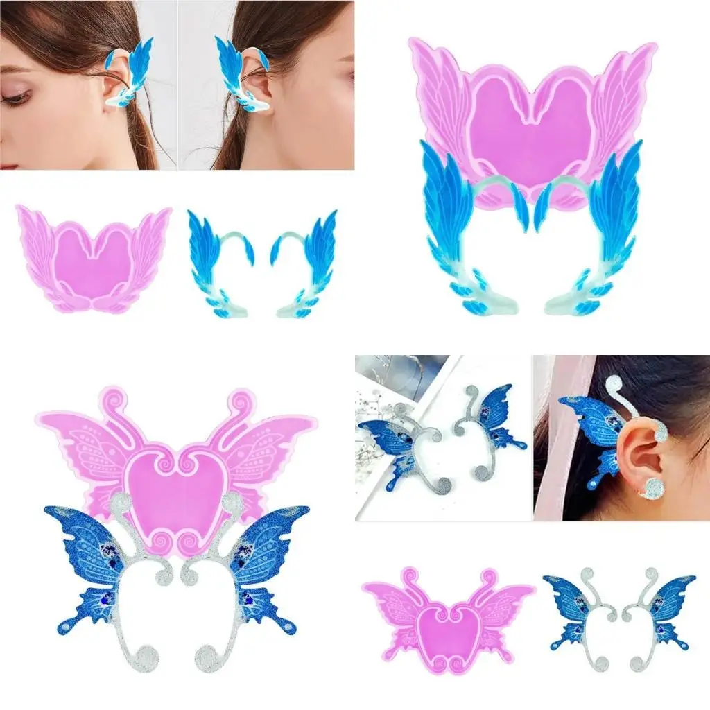 

J78F Glossy Silicone Mold Butterfly Ear Cuff Earring Resin Mold Wing Resin Mold