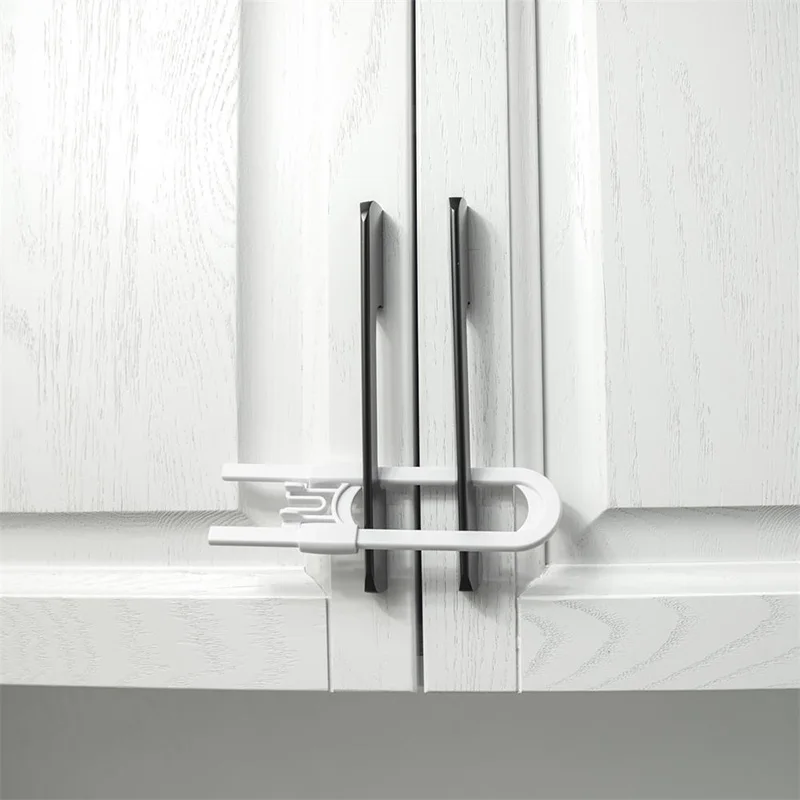 1PCS Baby Proofing Cabinet Locks Adjustable U Shaped Latches for Drawers Fridges Closet Modern Lock with Extra Secure Buttons