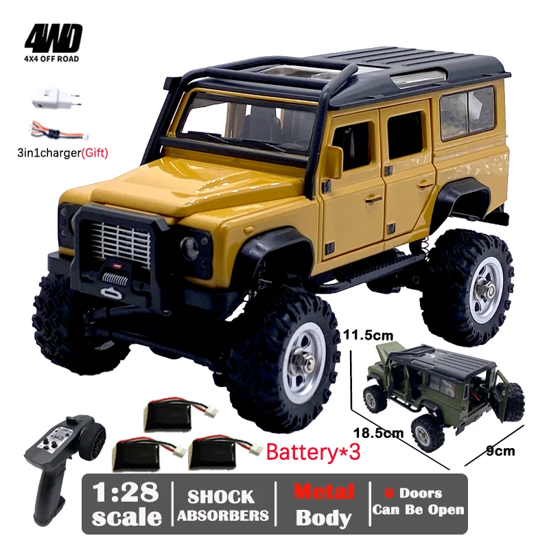 

SG2801 Metal Body 1/28 RC Car 8km/H 2.4G Brush 4WD Drift Car LED Light RTR Full Scale Remote Control Mini Car Toy Gift For Kids