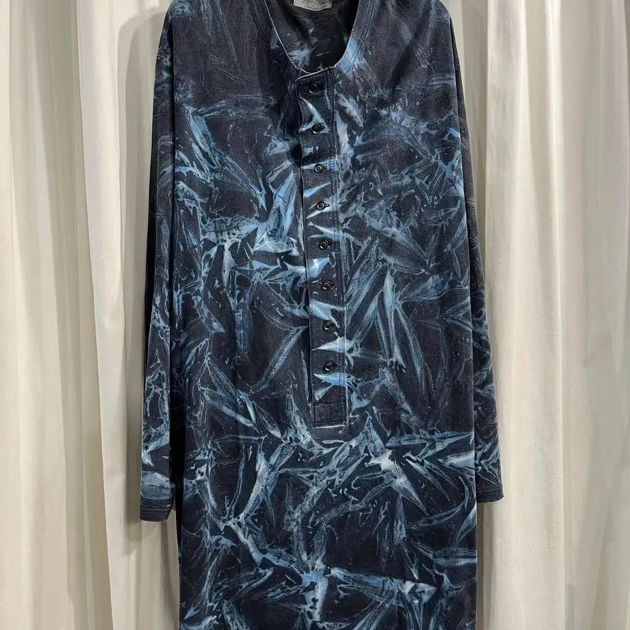 TOP-YAMAMOTO ® Niche design printed trench coat for men, mid-length stand-up collar button jacket