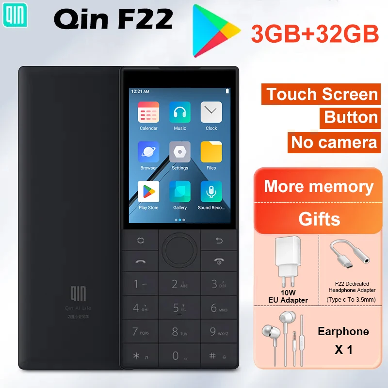 Qin F22 Touch Screen Android 11 No Camera Wifi 2.8 Inch 3GB 32GB MTK6739 Bluetooth 1700mAh Battery 480*640 Duoqin Smart Phone