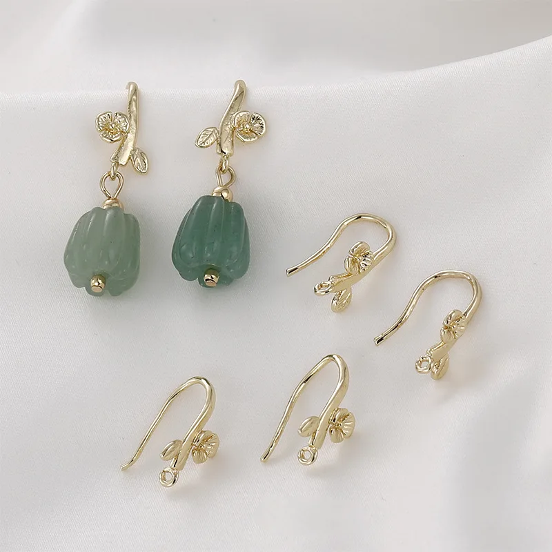 Copper-plated 14k Gold Color Flowers, Branches, Leaves, Ear Hooks, Earrings, DIY Handmade Ear Jewelry Accessories Materials