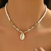 Fashionable  Natural Seashell Beaded Necklace Shell Pendant Ocean Inspired Jewelry Choker Suitable For Women Holiday Party Daily