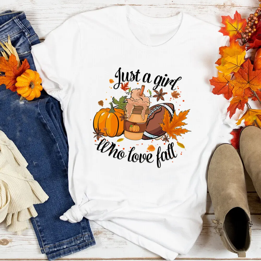 Happy Fall Y'all Print Shirt Thanksgiving Graphic T-shirt Fashion Autumn Party T Shirt Pumpkin Spice Tops Trick or Treat Outfits