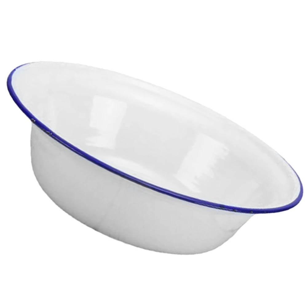 Retro Enamel Household Kitchenware Soup Vintage Enamelware Mixing Lard Basin Salad Bowl Dough Mixing Basin Enameled Soup - Image 5