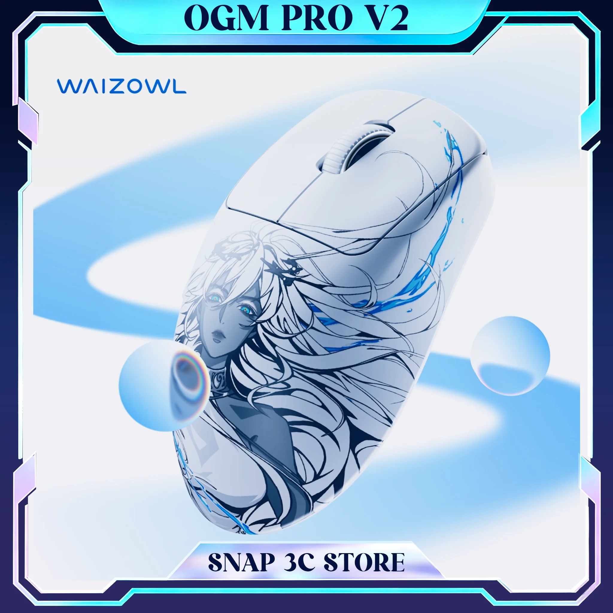 Waizowl OGM Pro V2 Wireless Gaming Mouse PAW3950 30K DPI 8KHz Polling Tri-Mode Ergo Lightweight Esports Mice for Valorant CS2