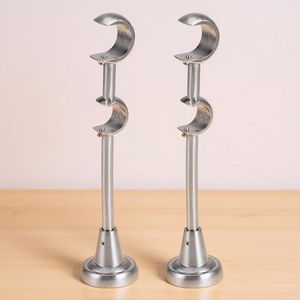 

2Pcs Curtain Rod Brackets Iron Mounting Holder for 20Mm 25Mm Diameter Double Pole Support Modern Sturdy Drapery Bracket