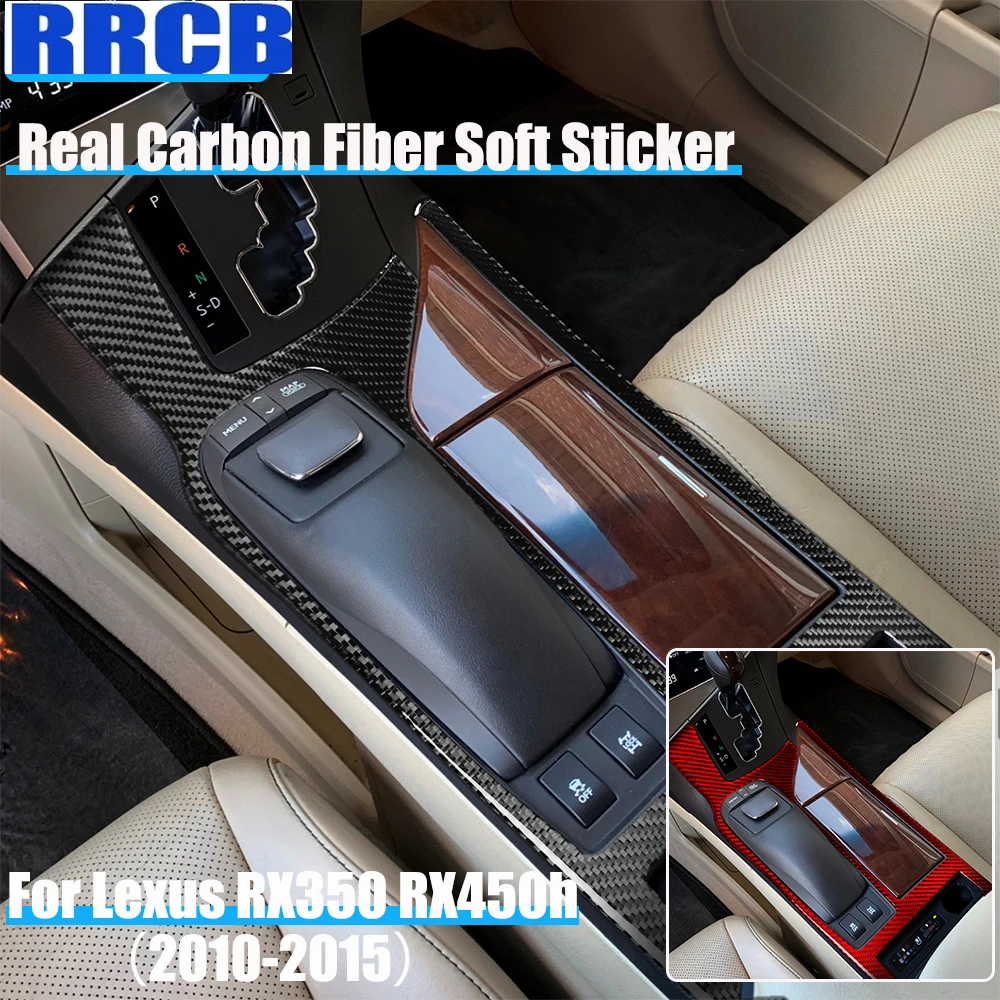 

For Lexus RX350 RX450h 2012 2013 2014 2015 Real Carbon Fiber Car Accessories Center Gear Shift Cup Holder Cover Soft Sticker
