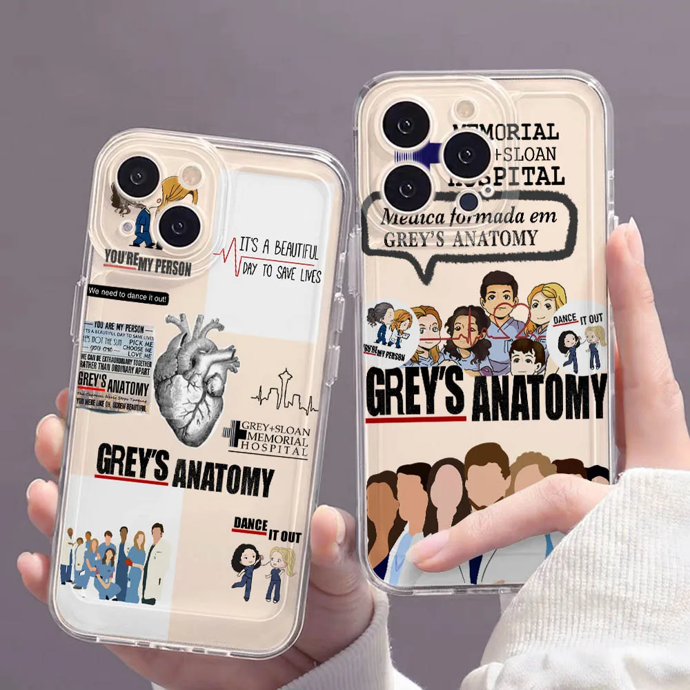 Greys Anatomy Phone Case for iPhone 16 15 14 Plus 13 12 Mini 11 iPhone16 iPhone13 Pro Max X Xs XR 7 8 Clear Soft Capa Cover