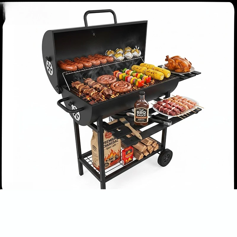 Cross-border E-commerce American Oil Drum Barbecue Grill Outdoor Charcoal Bbq Barbecue Grill Foreign Trade Multifunctional Hand