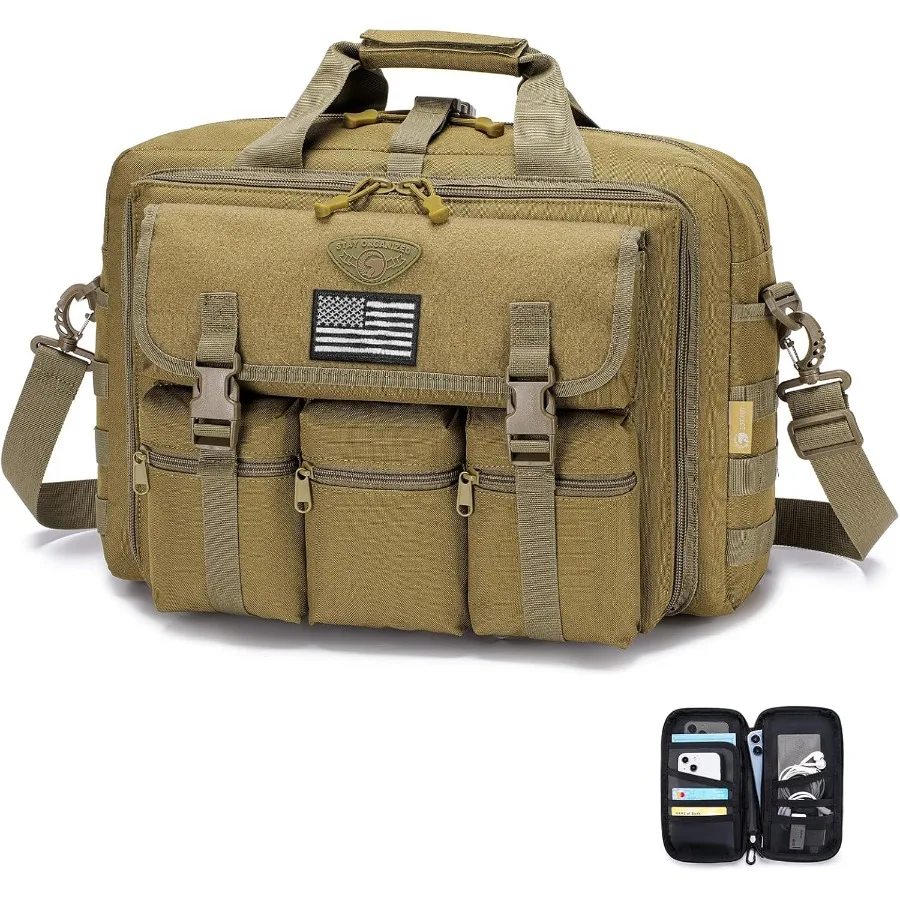 

Большая тактическая сумка для ноутбука для мужчин, предназначенная для военного использования и ежедневных поездок, вмещает 17,3-дюймовый ноутбук со встроенной стеной для паспорта