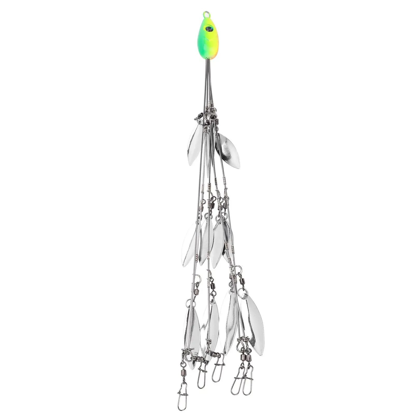 

5-Arm Alabama Bass Fishing Lure Rig: Umbrella Rig with Swimming Bait, Snap Tackle for Group Lure