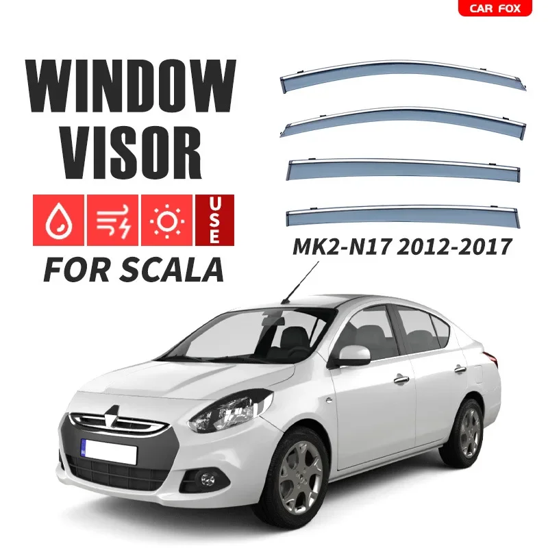 4Pcs For RENAULT Scala 2012-2017 Car Window Visor Awning Shelters Windshield Side Window Rain Sun Shade Auto Accessories