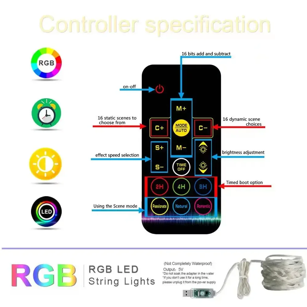 Weihnachten RGB 10m LED Glitzer Lederlinie Highlights wasserdichte multifunktionale intelligente dekorative Lederlinie Lichterkette