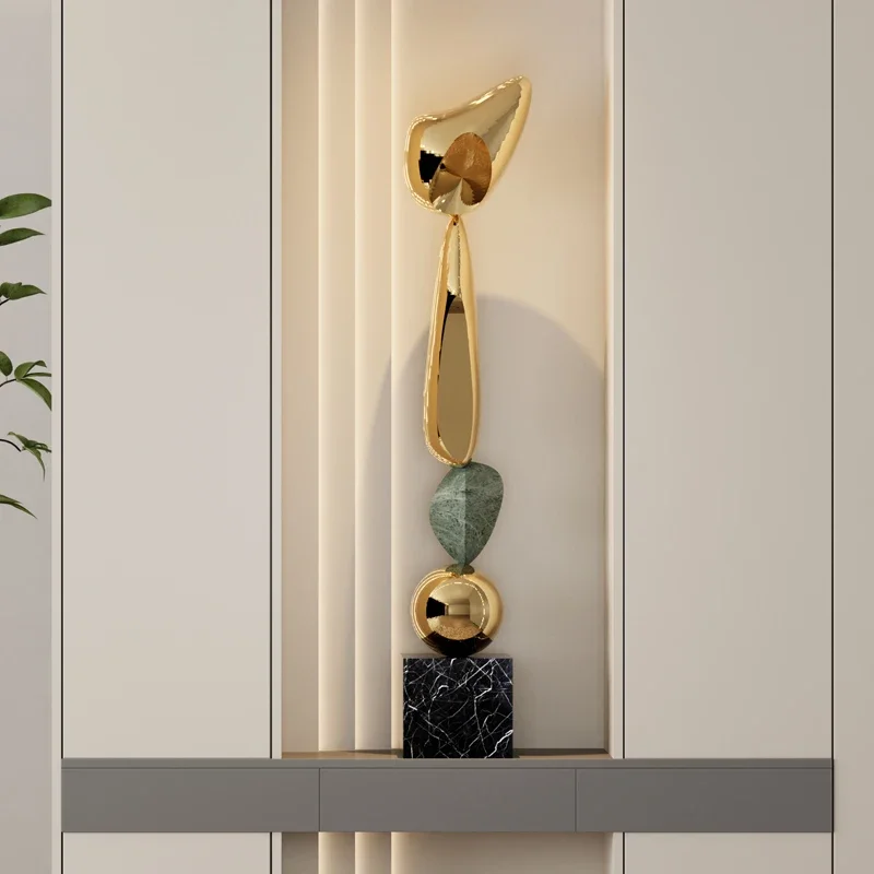 Creative Electroplated Abstract Art Sculpture Ornaments Modern Luxury Living Room Foyer Hotel Tabletop Wine Rack Floor Decoratio