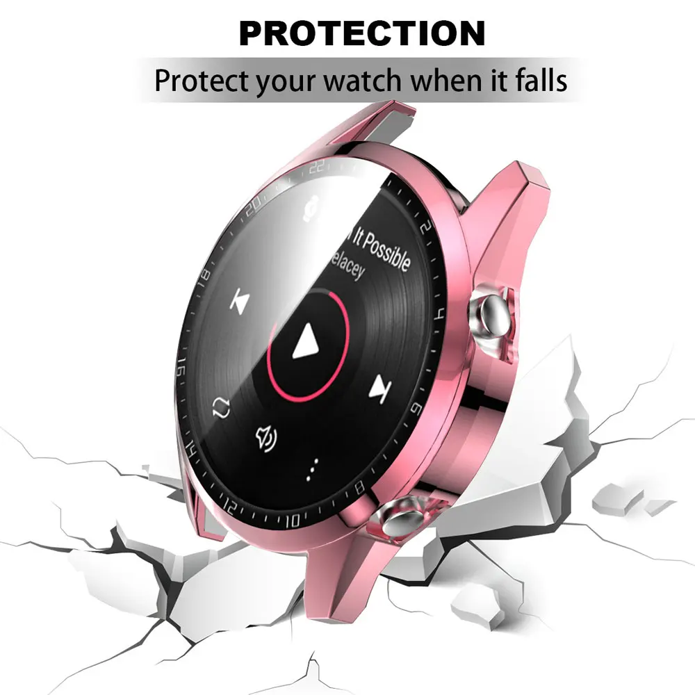 For Huawei Watch GT2 42mm 46mm PC Glass + Watch Case band Watch GT 2 Screen Protector Cover Bumper Protective Cases Accessories