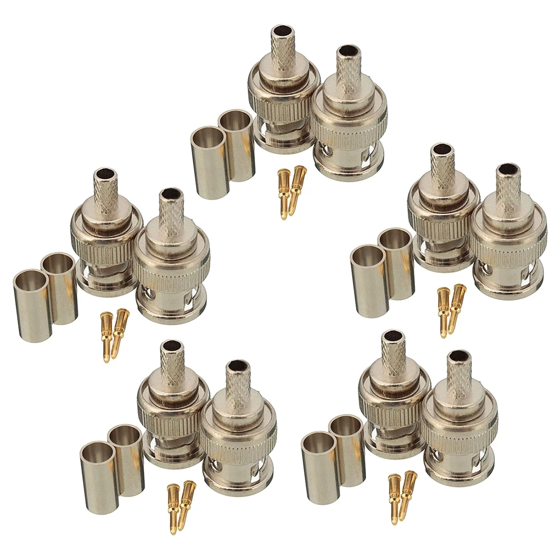 New 10 Sets 3-Piece BNC Male RG58 Plug Crimp Connectors