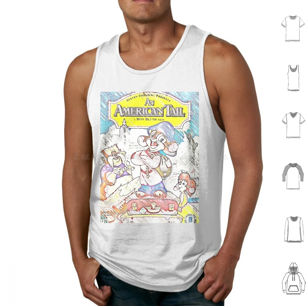 An American Tail Tank Tops Print Cotton Pop Film Movies Cinema 80s Cartoon Animation Kids Children American Fieval Bluth